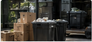 Covered bins and organized boxes for removal